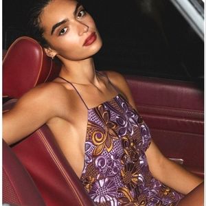 Anthropologie Embroidered Halter Mini Dress